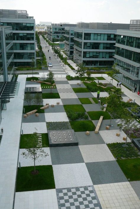 A Patchwork in The Park by Cigler Marani Architects Villa Architecture, Plaza Design, Public Space Design, Urban Landscape Design, Landscape And Urbanism, Landscape Architecture Design, Urban Furniture, Urban Park, Green Architecture