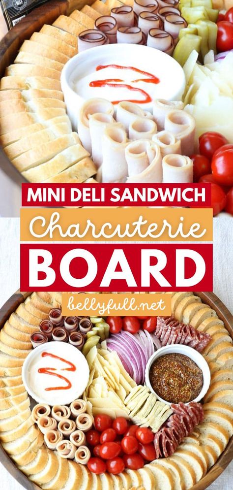 Entertain family and friends with this Thanksgiving appetizer! This crowd-pleasing appetizer recipe is easy to put together and fun to eat. You can't go wrong with this Mini Deli Sandwich Charcuterie Board featuring meat and cheese, bread, and more! Make Your Own Sandwich Platter, Mini Sandwich Charcuterie Board, Deli Meat Charcuterie Board, Deli Meat Charcuterie Board Ideas, Charcuterie Sandwich Board, Slider Charcuterie Board, Bread Board Appetizer, Mini Deli Sandwiches, Mini Sandwich Board