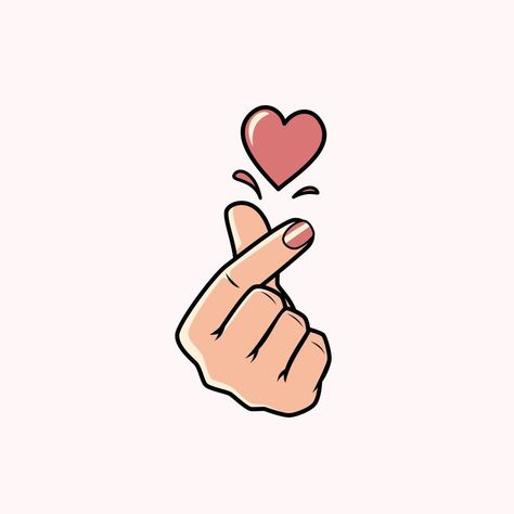 Korean Heart Sign, Minecraft Heart, Korean Finger Heart, Heart Pfp, Korean Heart, Girls Holding Hands, Quote Banner, Finger Heart, Heart Banner