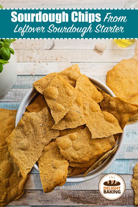 This recipe for sourdough chips from leftover sourdough starter is easy, quick, delicious and surely more healthy than most snacks you can buy in stores. Sourdough Chips Recipes, Sourdough Discard Tortilla Chips, Sourdough Tortilla Chips, Sourdough Chips, Churro Chips, Pita Chips Recipe, Tortilla Chip Recipe, Discard Recipe, Healthier Treats