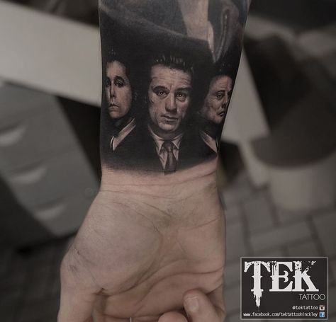 Goodfellas Wrist Tattoo Goodfellas Tattoo, Godfather Tattoo, Portrait Tattoo Sleeve, Tattoo Mafia, Unique Tattoos For Men, Tattoo Placements, Ray Liotta, Money Tattoo, Movie Tattoo