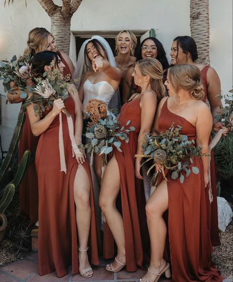 Boho Wedding Bridesmaid Dresses, Burnt Orange Bridesmaid, Boho Wedding Pictures, Bridesmaid Dresses Australia, Boho Wedding Bridesmaids, Burnt Orange Bridesmaid Dresses, Rust Bridesmaid Dress, Orange Bridesmaid, Orange Bridesmaid Dresses