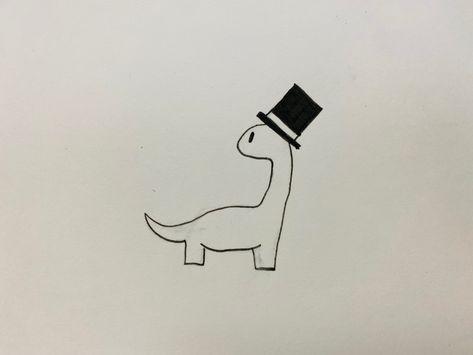 Funny Tattoo Ideas, Top Hat Drawing, Easy Dinosaur Drawing, Cowboy Hat Tattoo, Hat Tattoo, Filler Ideas, Funny Tattoo, Random Cute Things, Dinosaur Drawing