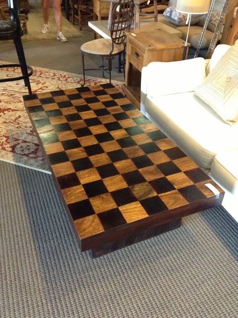 Checkered Coffee Table, Checkered Dining Table, Checkerboard Coffee Table, Checkered Table, Checkered Furniture, Checkerboard Table, Stained Table, Interior D, Diy Tile