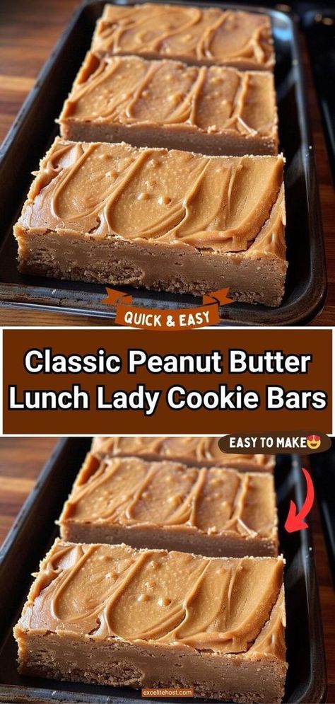 Satisfy your sweet tooth with the irresistible charm of Peanut Butter Lunch Lady Cookie Bars. These delectable bars are a nostalgic nod to the classic... Lunchlady Peanut Butter Bars, Lunch Ladies Peanut Butter Bars, Peanut Butter Squares Cafeteria, Peanut Butter Cookie Bars Easy, Peanut Butter Cookies Bars, Best Banana Bars Ever, Lunchroom Peanut Butter Bars, Baking With Peanut Butter, Peanut Butter Lunch Lady Cookie Bars