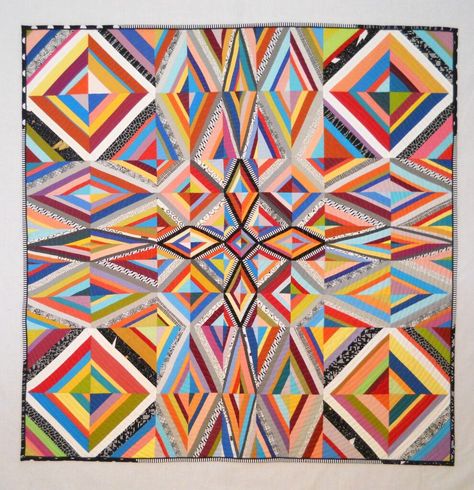 Interesting Quilts, Stripes Quilt, Abstract Quilts, Fabric Organization, Optical Illusion Quilts, Walking Foot Quilting, American Patchwork And Quilting, Triangle Quilts, Photo Quilts