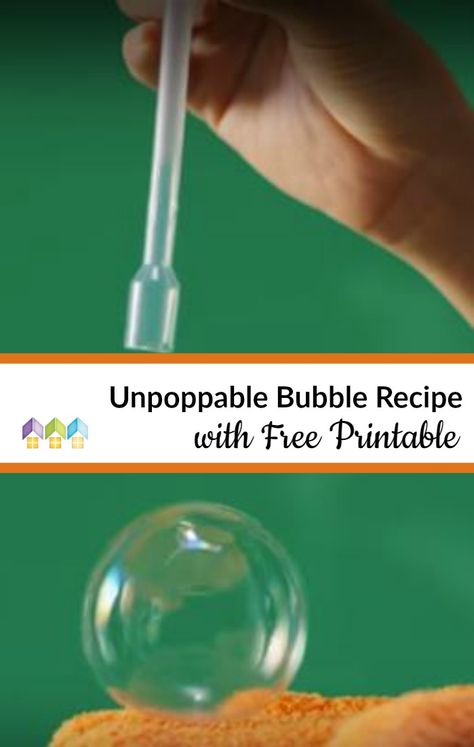 Unpoppable Bubble, Unpoppable Bubbles, Bubbles Recipe, Making Bubbles, Recipe Printable, Bubble Recipe, Bubble Activities, Bubble Solution, Diy Science Experiments