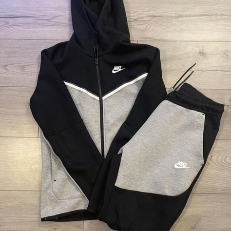 Nike Tech Fleece Full Tracksuit - Black / Dark Grey... - Depop Nike Tech Sweatsuit, Nike Tech Tracksuit, Nike Tech Jacket, Nike Tech Fleece Tracksuit, Nike Tech Hoodie, Tech Outfit, Nike Tech Fleece Hoodie, Grey Tracksuit, Full Tracksuit