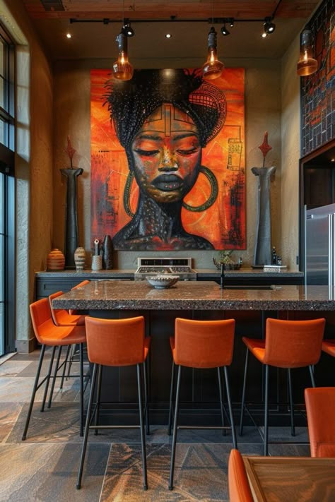 29 Afrohemian Decor Kitchen Ideas to Elevate Your Cooking Space 17 Interior Design Artistic, African Room Decor Ideas, Afrohemian Decor Living Room, African Style Interior, Afrohemian Decor, Maximal Minimalism, African Decor Living Room, African Interiors, Modern African Decor