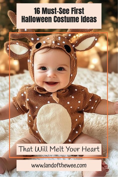 baby girl dressed as a deer. Newborn Boy Costume, Halloween Costume Ideas For Newborns, Diy Newborn Costumes Halloween, Infant Cat Costume, First Halloween Costume Ideas, Newborn Deer Costume, Newborn Costume Halloween Girl, Best First Halloween Costume, Cute Baby Costumes Boy