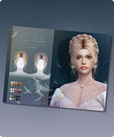 Sims 4 UPDO HAIR STYLE (Venus) 040822 BY S-CLUB UPDO HAIR STYLE Venus with 18 COLORS, hope you like, thank you! Filesize: 23 MB Origin of Mesh: Mesh completely made by myself Recoloring Allowed: Yes – Uploaded on TSR only Polycount LOD 0 (highest): 33K Polycount LOD 1: 16K Polycount LOD 2: 7K Polycount LODContinue reading "Updo Hair Style (Venus) 040822 By S-Club By S-Club" #sims #hairstyles #sims4 #gaming #sims4cc Sims 4 Up Do Hair Cc, Sims 4 Cc Braided Hair Alpha, Sims 4 Cc Side Braid, Sims 4 Braid Ponytail, Sims 4 Long Braid, Plaited Updo, 4 Braids, Plaits Hairstyles, Braided Updo