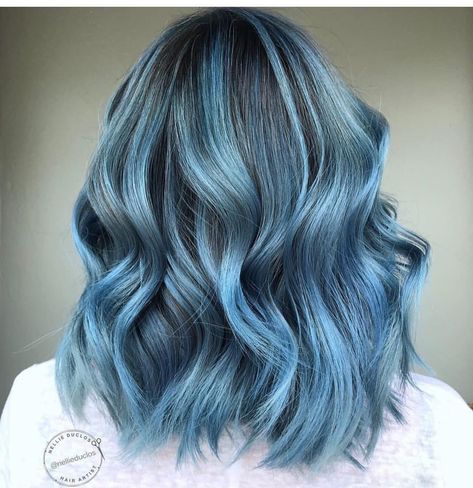 Hair Makeup Nails Blogger on Instagram: “Smoky Blue Heaven by @nellieduclos 🌪 #hotforbeauty . . . . #bluehair #smokyhair #smokyblues #bluebalayage” Blue Balayage, Balayage Hairstyles, Cute Hair Colors, Smoky Blue, Boring Hair, Beautiful Hair Color, Hair Color Shades, Peinados Fáciles Para Cabello Corto, Hair Shades