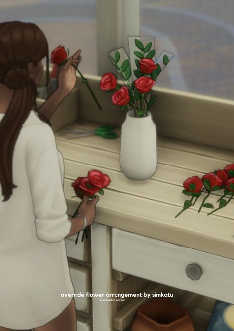 override flower arrangement by simkatu | Patreon Sims 4 Flower Arrangement, Sims 4 Wall Flowers, Sims 4 Wall Phone, Sims 4 Flower Wall, Sims 4 Override Mod, Sims 4 Picnic Cc, Sims 4 Flower Shop Cc, Sims 4 Florist, Sims 4 Phone Wallpaper Override