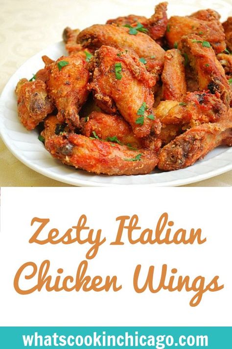 Italian Appetizers Recipes, Italian Chicken Wings, Pizza And Wings, Zesty Italian Chicken, Healthy Chicken Wings, Chicago Deep Dish, Chicago Deep Dish Pizza, Oven Chicken Recipes, Bruschetta Ingredients