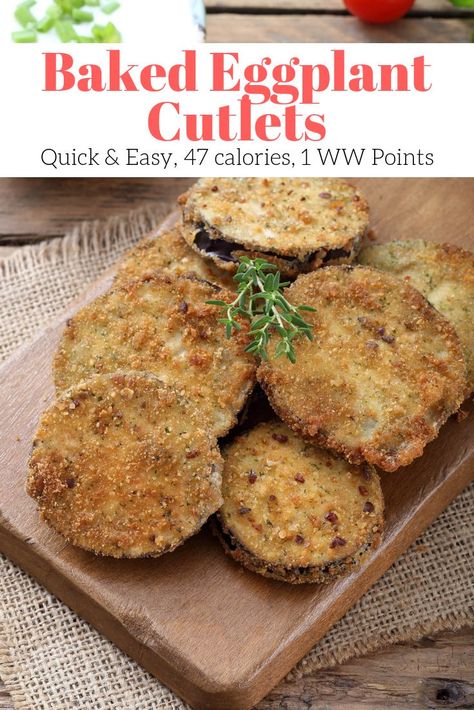 Eggplant Cutlets, Baked Eggplant Recipes, Baked Chicken Cutlets, Shallow Bowls, Crispy Eggplant, Eggplant Dishes, Baked Eggplant, Eggplant Parmesan, Dinner Side Dishes