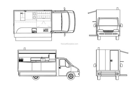 food truck min 1 scaled Food Truck Floor Plan, Food Truck Plan, Food Truck Layout, Food Truck Drawing, Van Food Truck, Food Truck Interior, Pool Houses Plans, Truck Drawing, House Plans Design