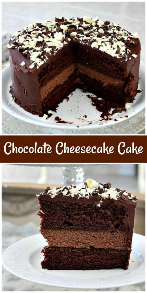 Chocolate Cheesecake Cake, Cheesecake Cake Recipes, Decadent Chocolate Cake, Cheesecake Cake, Dump Cake, Chocolate Shavings, Cake Chocolate, Chocolate Cheesecake, Savoury Cake