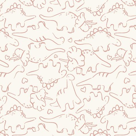 Jurassic Friends in Prehistoric Pink on Bone Baby Pattern Illustration, Kids Wallpaper Pattern, Baby Trends, Animal Print Background, Kids Graphics, Travel Crafts, Textile Pattern Design, Indie Sewing Patterns, Baby Trend