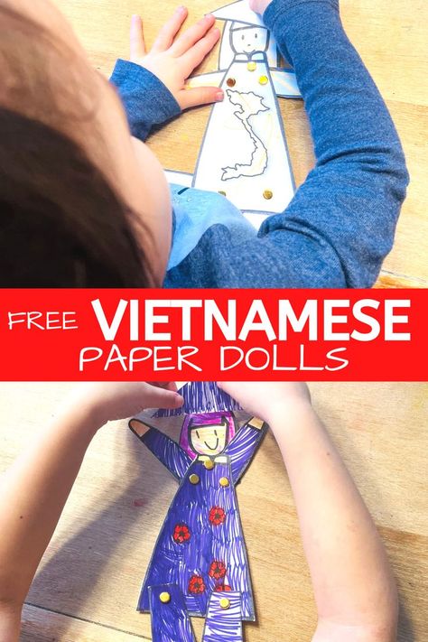 Vietnamese Crafts, Daycare Center Ideas, Vietnam Independence Day, Vietnamese Flag, Vietnam Flag, Country Study, Kids Travel Journal, Paper Doll Craft, Geography Activities