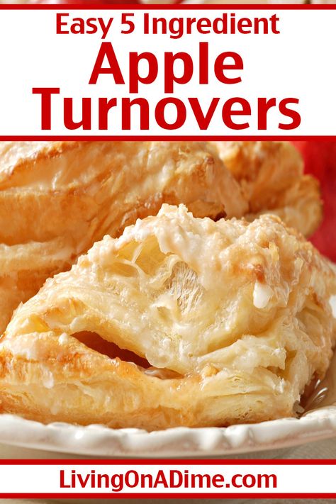 Easy Mini Pizza Recipe, Homemade Apple Turnovers, Apple Turnovers Recipe, Donut Glaze Recipes, Living On A Dime, Apple Turnover Recipe, Apple Turnover, Sticky Buns Recipes, Turnover Recipes