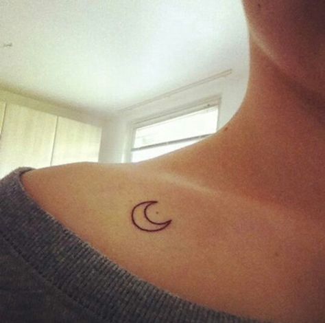 Crescent half moon tattoo Half Moon Tattoo, Tattoo Moon, Crescent Moon Tattoo, Tattoo Back, Small Tattoos With Meaning, Small Tattoos Simple, Collar Bone Tattoo, Collar Bone, Sleeve Tattoos For Women