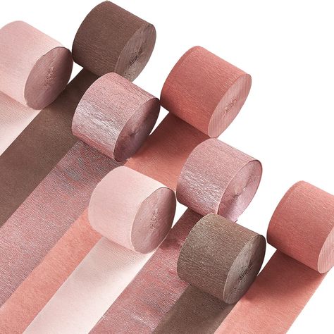 PRICES MAY VARY. PACKAGE SPECIFICATIONS: The package includes brown crepe papers (2 rolls), rose gold streamers (2 rolls), light pink streamers (2 rolls), dusty pink streamers (2 rolls), 8 pieces in total. Each roll of party streamers is 0.15 * 82 feet / 4.5cm * 25m (W*L), ideal birthday decorations, wedding decorations, bachelorette party decorations, bridal shower decorations, rose gold party decorations UPGRADED MATERIAL: The material thickness of our crepe paper is 22 g/m², 29% thicker than Pink And Brown Party, Streamer Party Decorations, Princess Birthday Decorations, Streamer Decorations, Gold Birthday Party Decorations, Gold Bachelorette Party, Rose Gold Party Decor, Pink Bachelorette, Crepe Paper Streamers