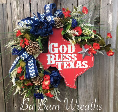 Texas Wreath By Ba Bam Wreaths Texas Wreath, Ba Bam Wreaths, Texas Crafts, Texas Christmas, Texas Decor, Lubbock Tx, Texas Map, Texas Girl, State Of Texas