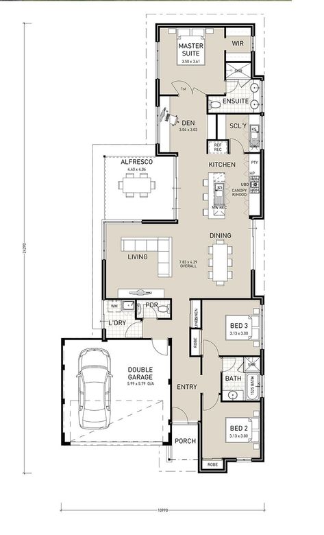 House Plans Australia, Single Storey House Plans, Single Storey House, Narrow House Designs, Narrow House Plans, Narrow Lot House Plans, Narrow Lot House, Long House, Two Story House