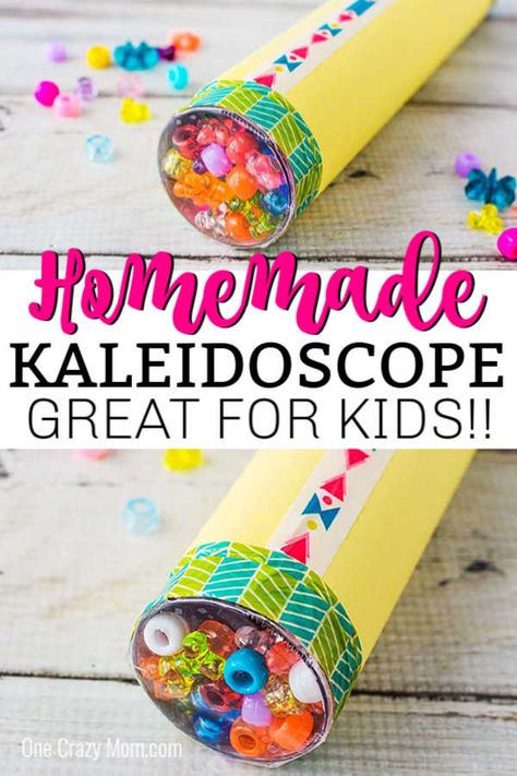 Use supplies you probably already have at home and make this DIY Kaleidoscope. The kids will have a blast making it and playing with it. Kaleidoscope Diy, Diy Kaleidoscope, Messy Crafts, Holiday Club, Mirror Crafts, Diy Activities, Camping Crafts, Preschool Art, Craft Activities For Kids