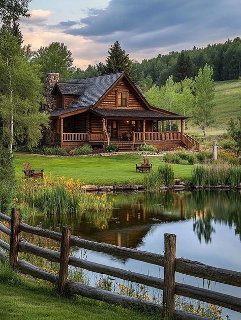 Log Cabin Exterior, Cabin Mansion, Farmhouse Decorations, Cabin Exterior, Dream Life House, Country Cabin, Rural Retreats, Wooden Cabins, Cottage In The Woods