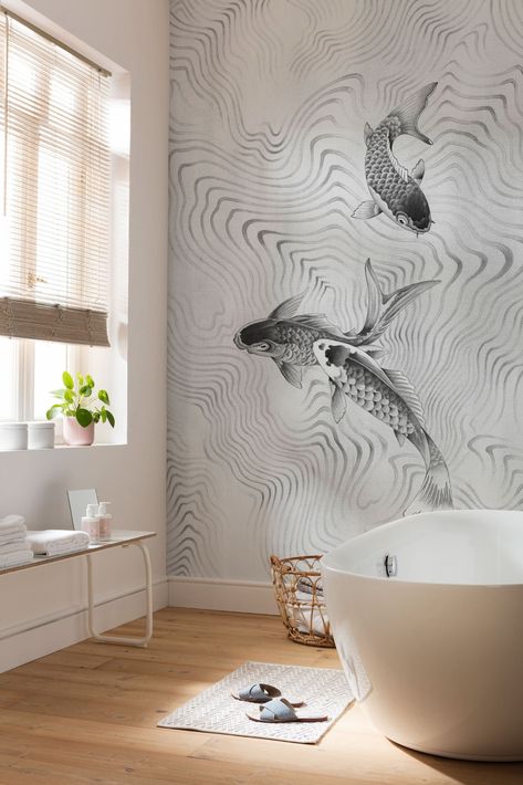 Discount Wallpaper, Normal Wallpaper, Photo Mural, Fish Wallpaper, Custom Murals, Luxury Wallpaper, Forest House, Unique Wallpaper, Bathroom Wallpaper