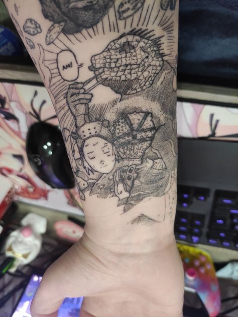 Part of my Dorohedoro sleeve tattoo Dorohedoro Tattoo, Henna Inspo, Stanley Parable, Funky Tattoos, Marshall Lee, Human Canvas, Future Style, Sleeve Tattoo, Art Poses