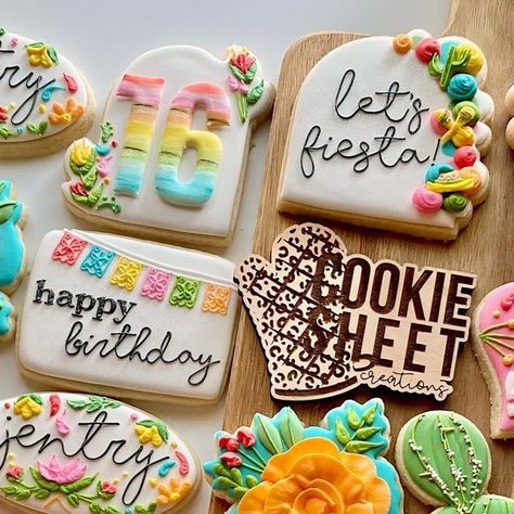 Tequila Cookies Decorated, Fiesta Cookies Decorated, Fiesta Birthday Cookies, Fiesta Theme Cookies, Mayo Cookies, Fiesta Cookies, Mexican Cookies, 23 Birthday, Mexican Birthday