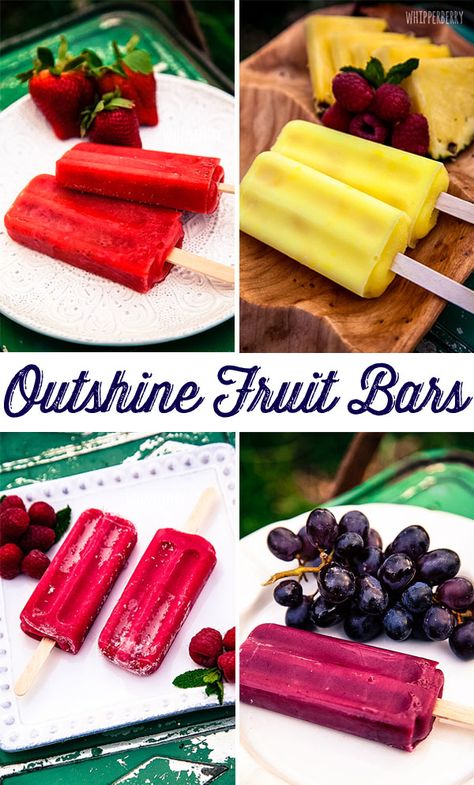 Homemade Outshine Bars, Outshine Fruit Bars Recipe, Frozen Fruit Bars Homemade, Diy Outshine Fruit Bars, Outshine Popsicles, Fruit Bars Recipe, Outshine Fruit Bars, Fruit Popsicle Recipes, Homemade Fruit Popsicles