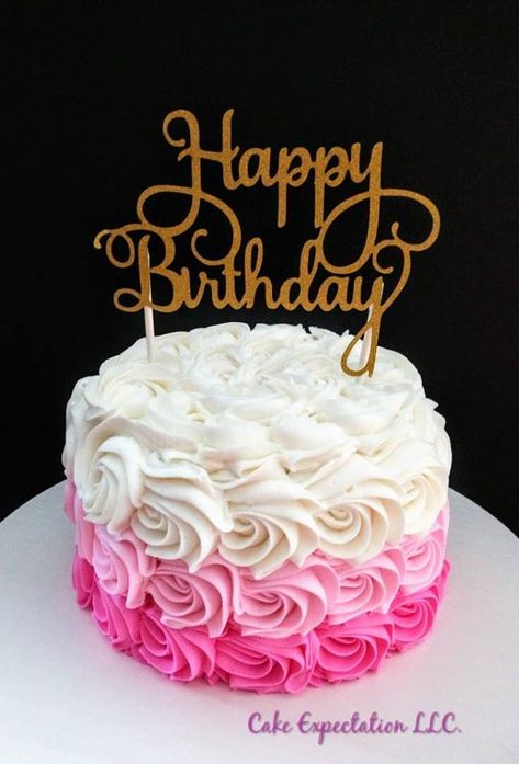 Birthday Loading, Bolo Blaze, Pink Rosette Cake, Cabelo Black, Birthday 27, Girly Birthday Cakes, Birthday Cake Roses, Alcohol Cake, Buttercream Birthday Cake