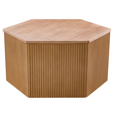 Brennen Fluted Hexagon Coffee Table Block Coffee Table, Hexagon Coffee Table, Modern Contemporary Home Decor, Floor Living Room, Hexagonal Design, Modern Contemporary Home, Carved Wood Frame, Furniture Flipping, Hexagon Design