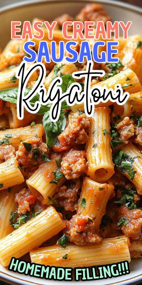 Creamy Sausage Rigatoni Rigatoni With Sausage And Peppers, Rigatoni And Sausage Recipes, Rigatoni And Italian Sausage Recipes, Sausage And Pasta Recipes, Sausage Rigatoni Pasta, Sausage And Rigatoni, Creamy Sausage Rigatoni, Creamy Rigatoni, Rigatoni Pasta Recipes