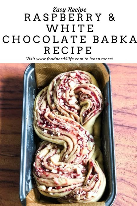 Raspberry & White Chocolate Babka Recipe Pin Jam Babka Recipe, Raspberry Babka Recipe, Baking To Impress, Raspberry Swirl Bread, Sweet Bread Ideas, Jam Babka, Babka Flavors, Raspberry Babka, Babka Filling Ideas