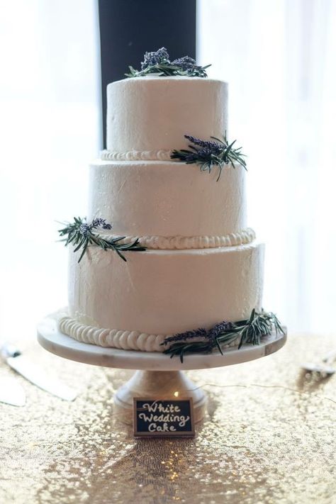 Rosemary Cake, Wedding Cake Simple, Cake Simple, Lavender Rosemary, Simple Wedding Cake, Cake Wedding, Second Weddings, Walking Down The Aisle, Simple Wedding