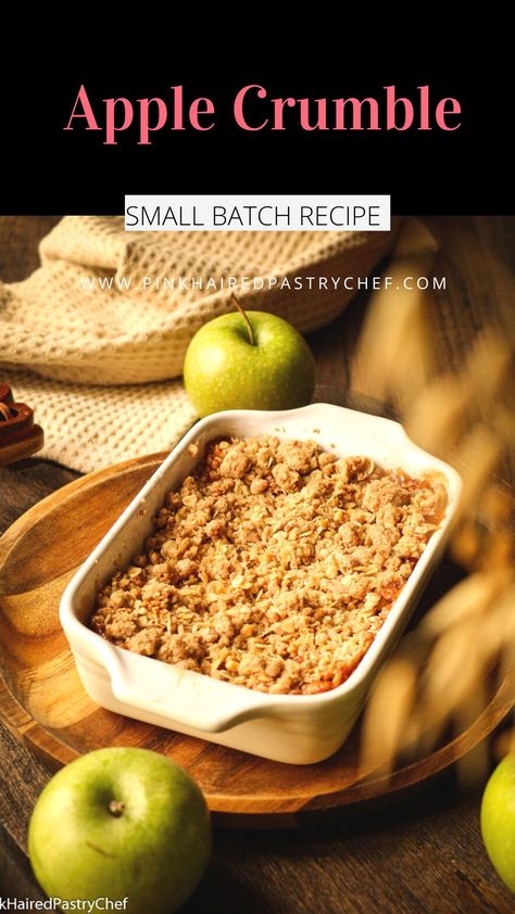 This Small Batch Apple Crumble is an incredibly easy crumble recipe. It contains only a few ingredients and is a small batch recipe! It makes enough to serve 2-3 people, making it a perfect size if you don’t have an abundance of fruit. The sweet yet tart apples compliment the cinnamon and the crumble topping is crispy and buttery. Here in Ireland, this recipe is an absolute classic dessert that is typically served warm with custard sauce or ice cream. Fruit Crumble Recipe, Raspberry Crumble, Apple Crumble Recipe, Custard Sauce, Small Batch Baking, Cinnamon Crumble, Fruit Crumble, Green Eating, Crumble Recipe