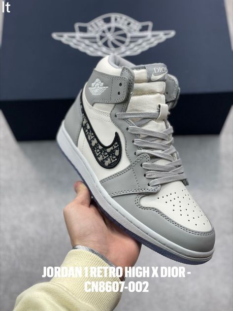 Jordan 1 Retro High X Dior - CN8607-002 Air Jordan 1 Dior, Jordan 1 Dior, Air Dior, Retro 1, Jordan 1 Retro High, Jordan 1 Retro, Air Jordan 1, Nike Air Force Sneaker, Nike Air Jordan