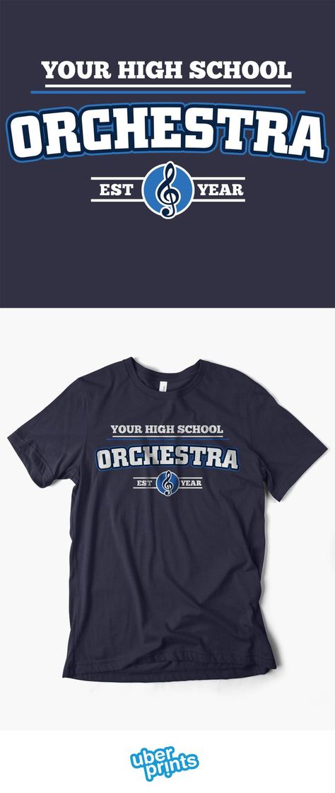 Custom school orchestra t-shirt Teaching Orchestra, School T Shirts, Band Kid, School Clubs, School Shirts, Custom T Shirts, Apparel Design, Online Design, Orchestra