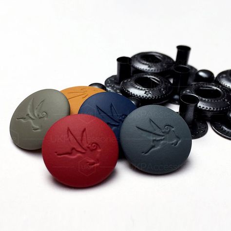 Rubber coated snap fasteners #custom #metaltrim #branding #logo #rubber #vibrant #snap #stud #fastener #logo #design #bespoke #logo #ukp Custom Jeans Diy, Custom Jean Jacket, Bike Jacket, Men Fashion Casual Shirts, Custom Jeans, Couture Sewing Techniques, Functional Fashion, Jeans Diy, Snap Fasteners