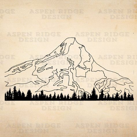 Mt. Hood II Digital Instant Download Vector Clip Art Oregon Mt Hood Drawing, Oregon Tattoo, Mt Hood Oregon, Mt Shasta, Mt Hood, Drawing Easy, Portland Oregon, Great Wave, Project Ideas