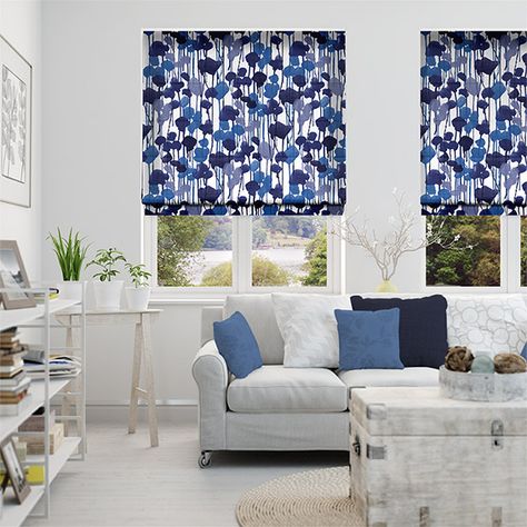 Midnight Rushes Linen Lagoon Blue Roman Blind%20from%20Blinds%202go Black Roller Blinds, Roman Blinds Living Room, Blue Scheme, Roman Blinds Diy, Blue Roman Blinds, Living Room Blinds, Blinds Design, House Blinds, Honeycomb Blinds