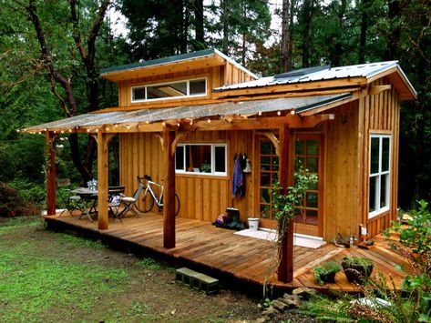 OFF GRID 232 sq ft KEVA Home Built on a 22 x 8.5 ft Trailer ~~ Also this Link: http://www.huffingtonpost.ca/2015/12/05/tiny-house-salt-spring-island-rebecca-grim_n_8690742.html Tiny House Swoon, Wooden Cabin, Lots Of Windows, Tiny Cabins, Tiny Cabin, Tiny House Movement, Tiny Spaces, Tiny House Cabin, Cabin In The Woods