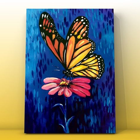 Projects - Beginner Acrylic Paintings by Wendy Anderson Butterfly Painting Easy, Canvas Painting Tutorial, Butterfly Acrylic Painting, Bird Painting Acrylic, Acrylic Canvas Painting, Painting Flowers Tutorial, Butterfly Art Painting, Calligraphy Art Print, Canvas Painting Tutorials