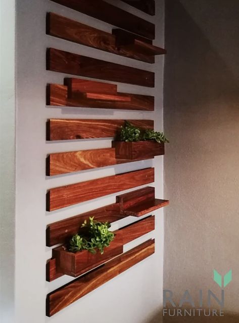 French Cleat Plant Wall, French Cleat Wall Storage, French Cleat Wall Living Room, French Cleat Shelves, Simple Wooden Projects, Tv Wall Storage, Interesting Shelving, Woodstove Ideas, Thrifting Hacks