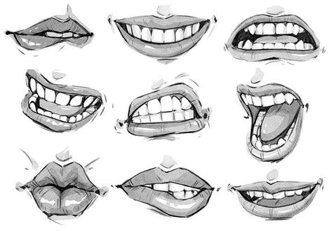 How To Draw Someone Smiling With Teeth, Manic Smile Drawing, Mouth With Teeth Drawing, Smile With Braces Drawing, How To Draw Teeth Smile, Open Mouth Smile Drawing, Smile With Teeth Drawing, How To Draw Smiles With Teeth, Smiling Mouth Drawing