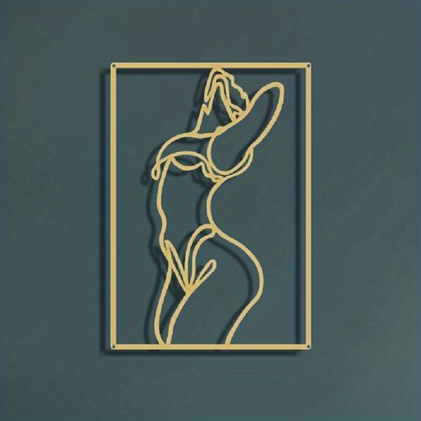 1pc Modern Metal Wall Decor Abstract Female Silhouette Sculpture For Bedroom Living Room And Bathroom Thickened Line Art Design For Elegant Home Decor - Home & Kitchen - Temu Metal Line Art, Art Abstrait Ligne, Gold Metal Wall Art, Silhouette Wall Art, Metal Signs Decor, Modern Abstract Wall Art, Minimalist Women, Line Art Design, Wall Ornaments